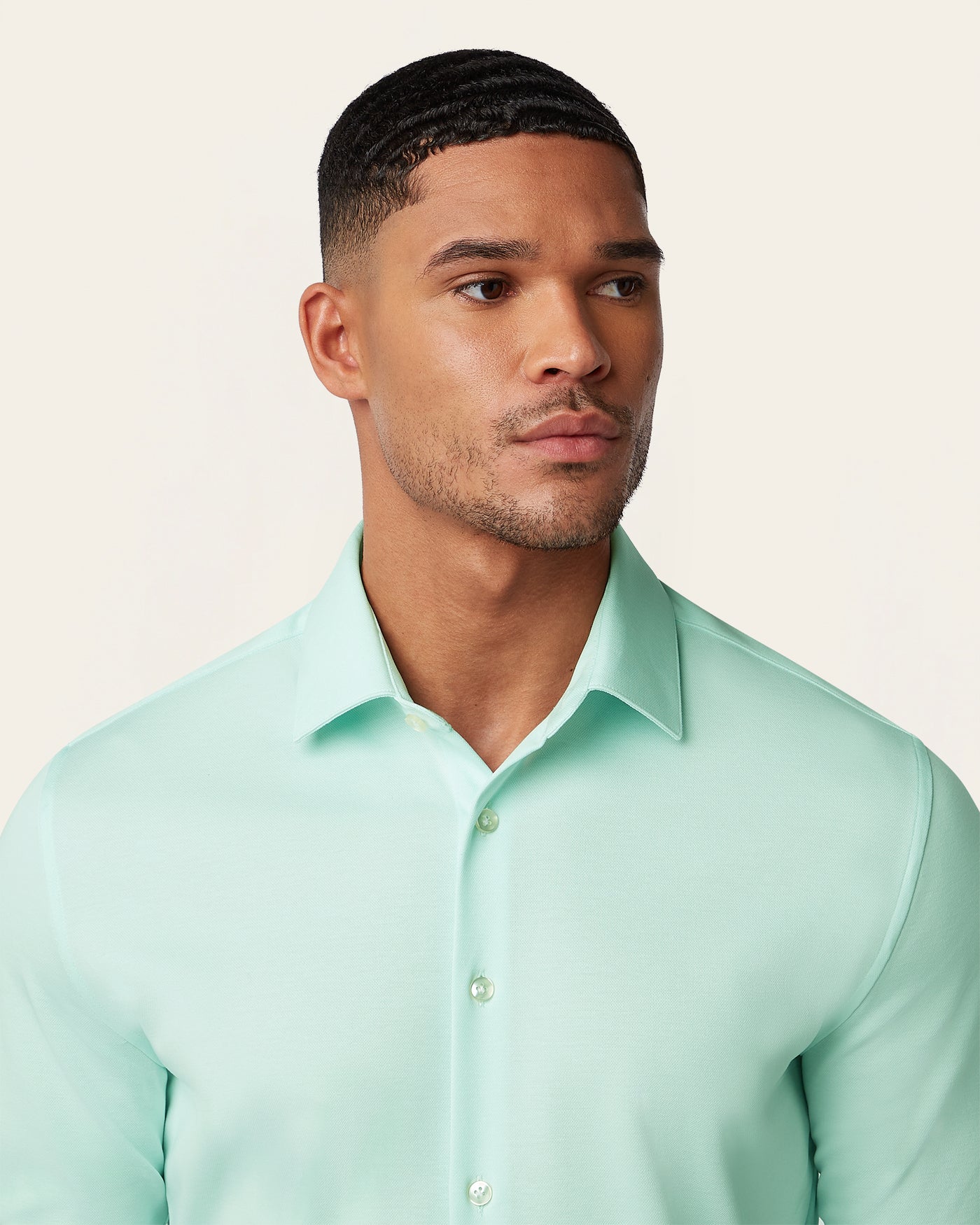 Knitted non-iron shirt Jade Green