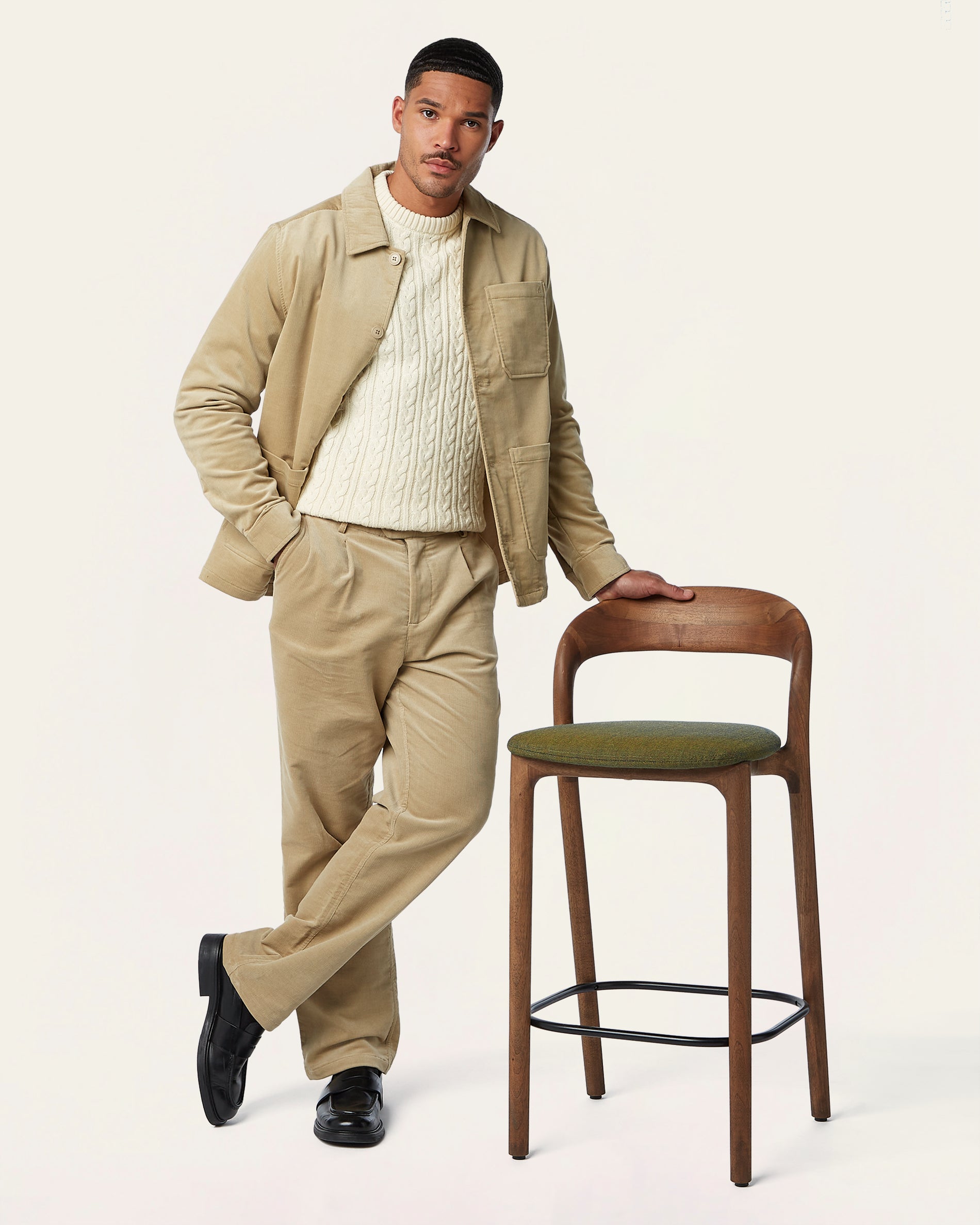 Straight Corduroy Pants Sand