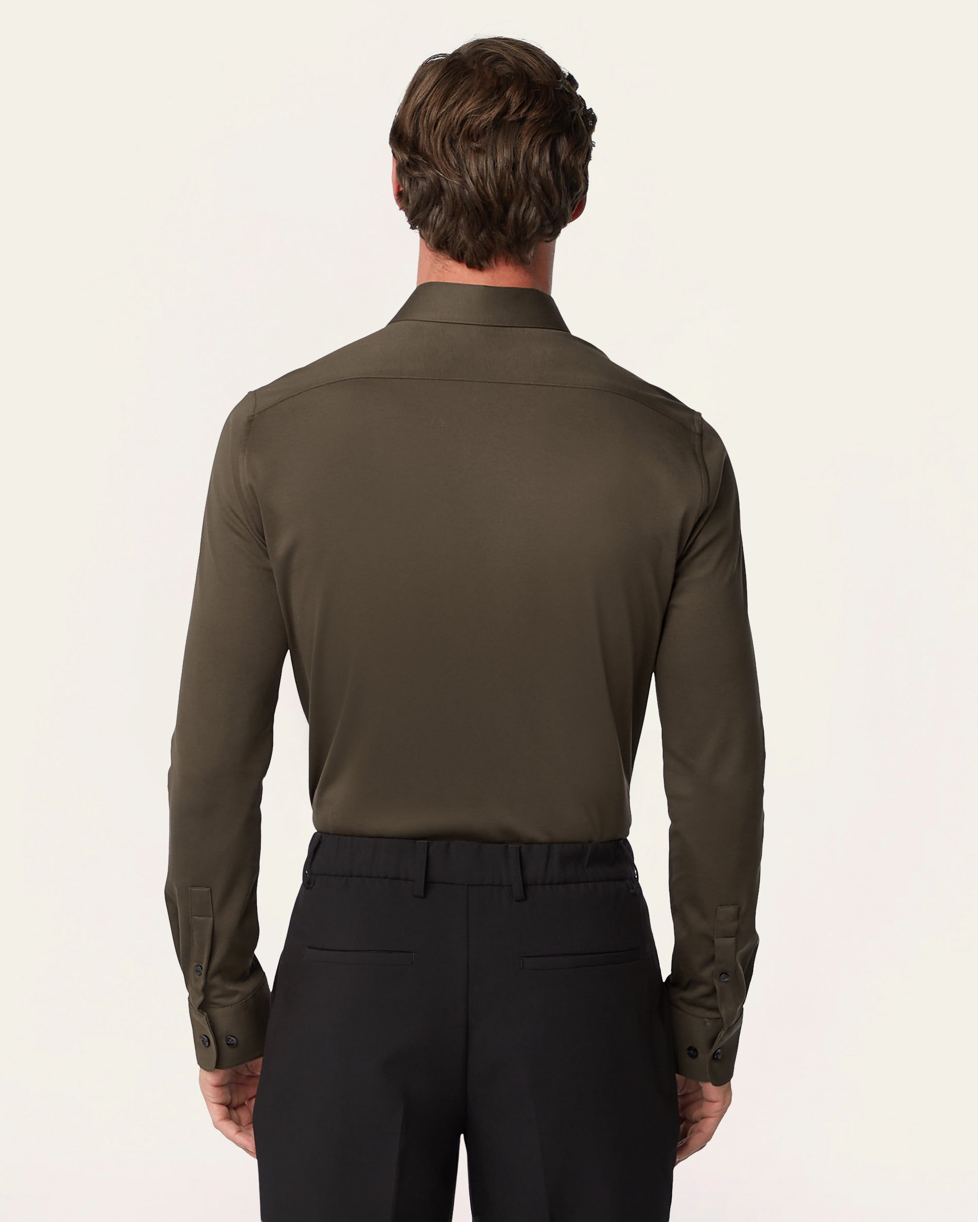 Knitted non-iron shirt Dark Brown
