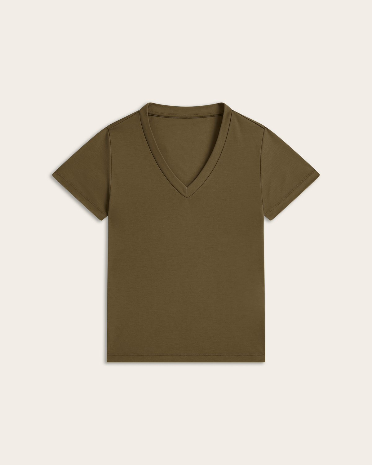 Interlock V-neck Slim T-shirt - Olive