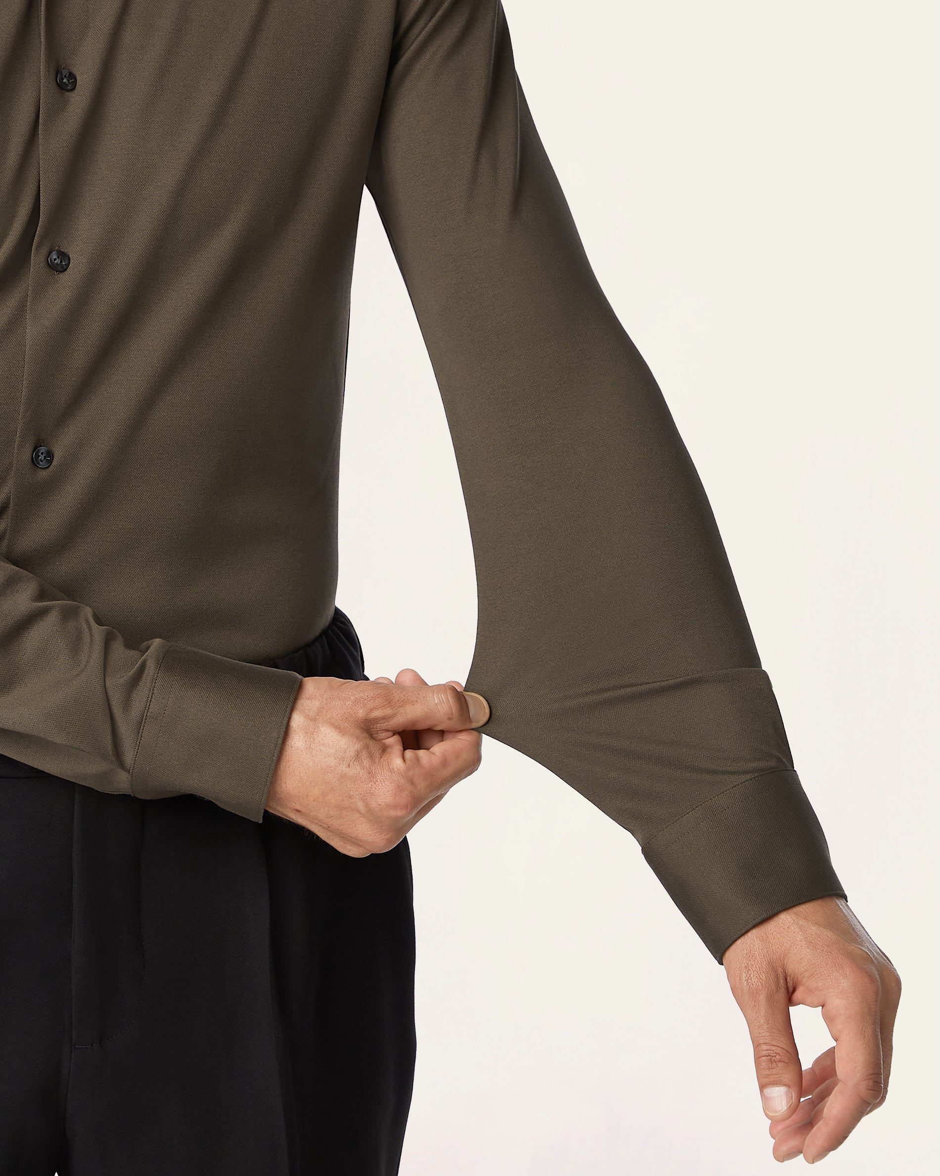 Knitted non-iron shirt Dark Brown