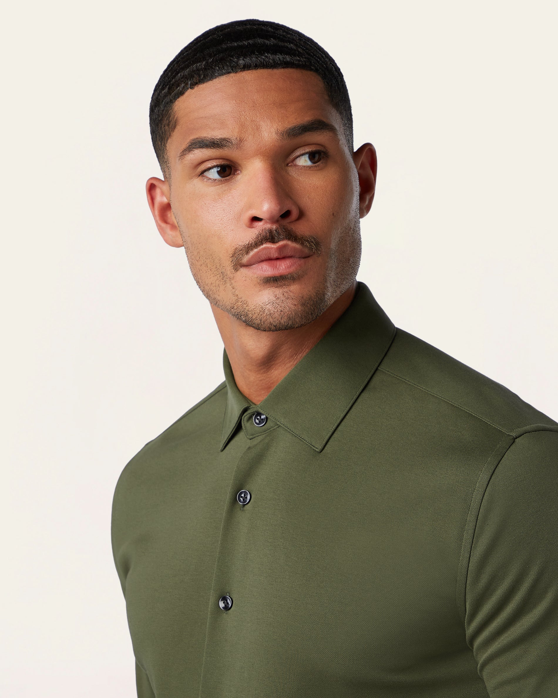 Knitted non-iron shirt Dark Olive