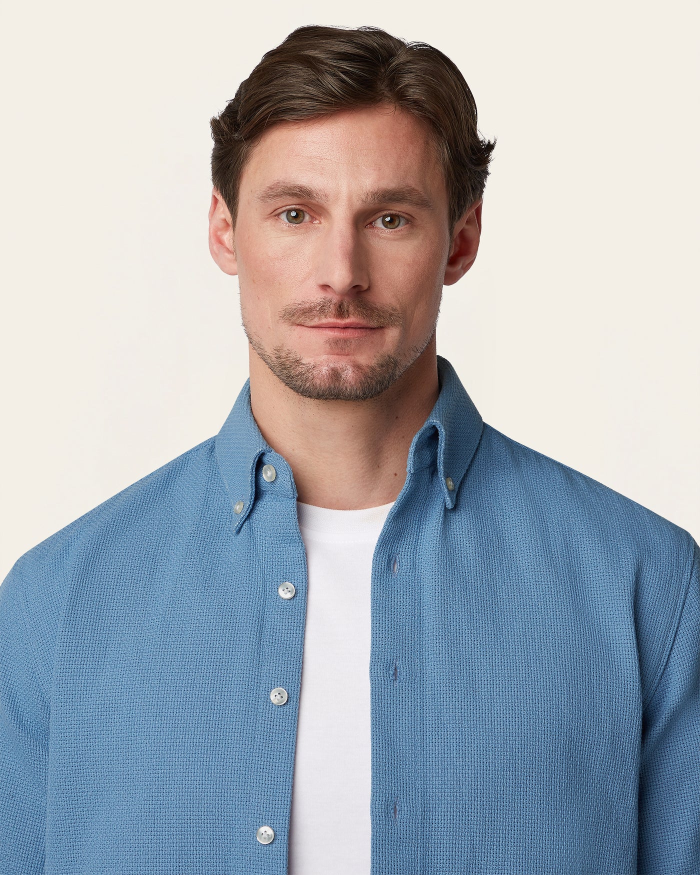 Short Sleeve Shirt Off White / Light Blue